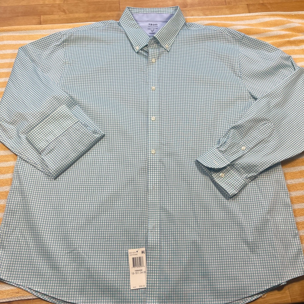 NWT Izod Turquoise Long Sleeve Button Up size 2XL